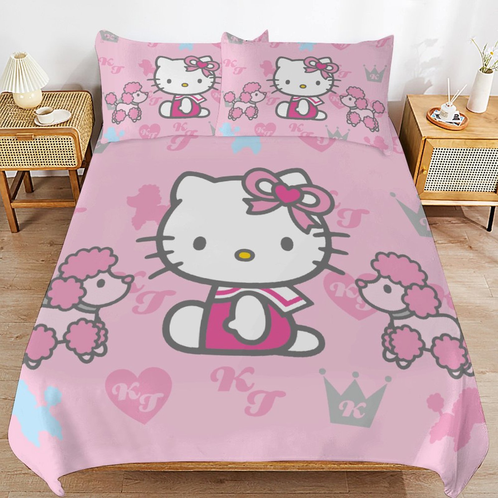 3 Piece Hello Kitty Bedding Set Full Size 79"x90" Lightweight Bed Duvet