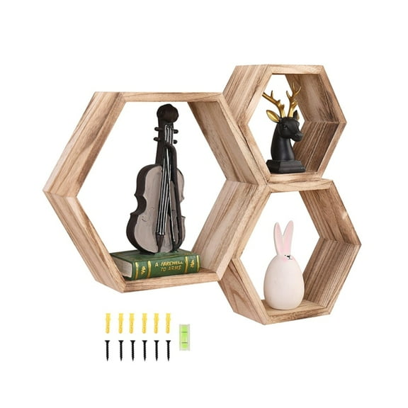 3 Piece Hexagon Floating Shelf
