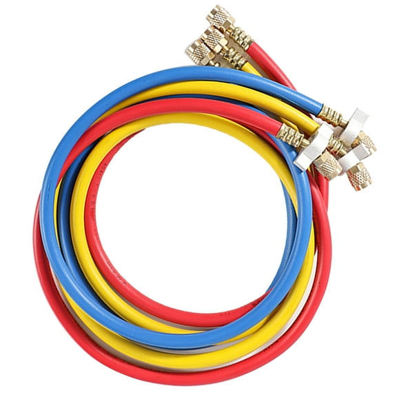 3-Piece High-Pressure AC Charging Hose Set, 0.9m Length, 1/4in Fitting for R22, R410a, R134a, R404a Refrigerants