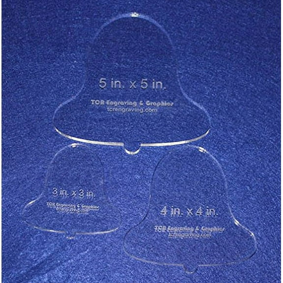 3 Piece Holiday Bell Quilting Template Set 1/4" Thick - Acrylic - Long Arm / Hand