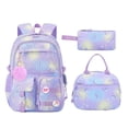 thumbnail image 1 of 3 Piece Holographic Backpack Set, Iridescent Purple Laptop Bag with Lunch Box & Pencil Case, Water Resistant Large Capacity Travel Daypack for Students Teens Women, 15.6 Inch Computer Bookbag Gift, 1 of 5