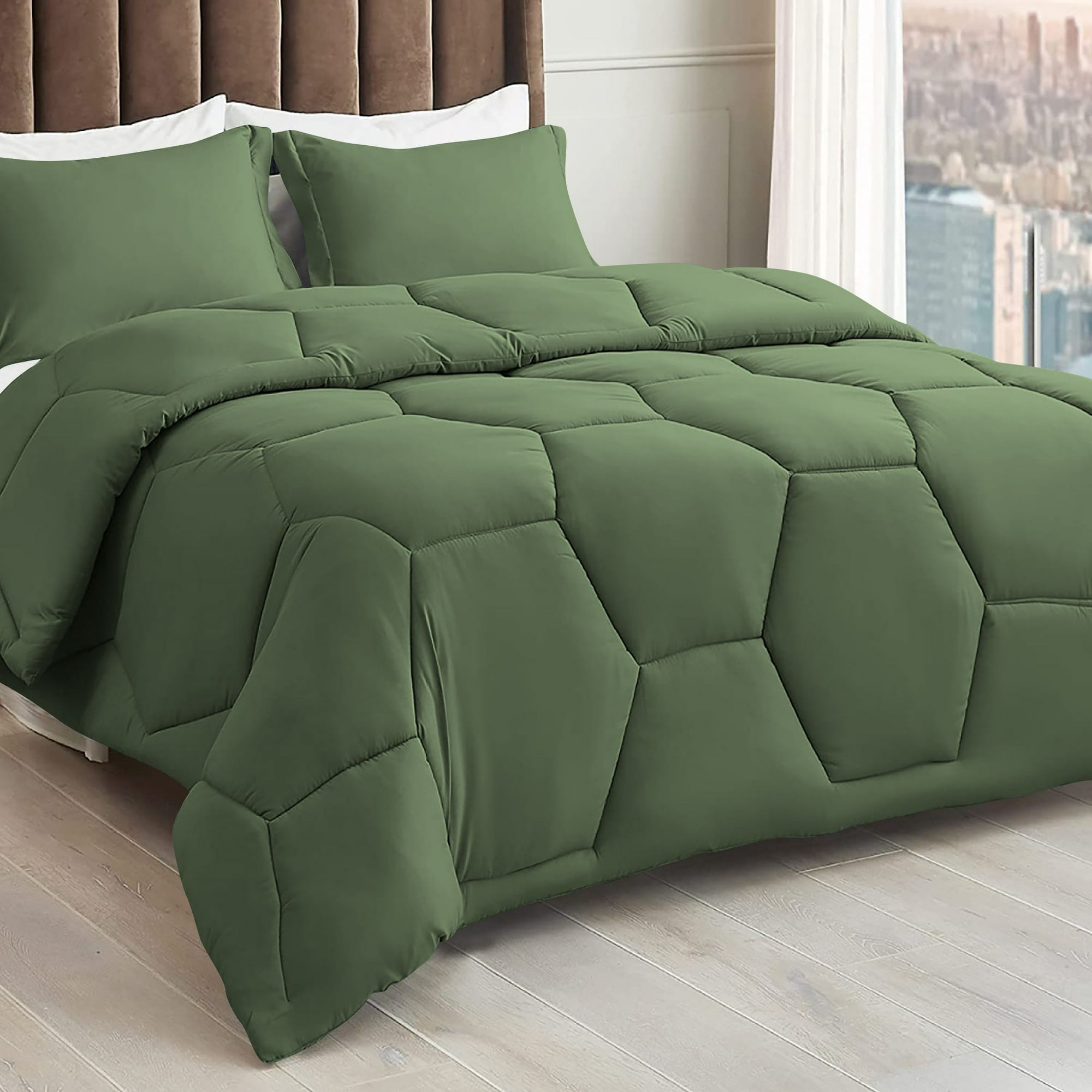 3 Piece Honeycomb Design Comforter Set, 800 TC, 100% Egyptian Cotton ...
