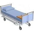 thumbnail image 1 of 3-Piece Hospital Bed Sheet Set, 100% Cotton, 400 Thread Count, 12-Inch Deep Pocket Fitted Sheet, Soft & Durable, Light Blue Solid, Twin Size 39X75, 1 of 6