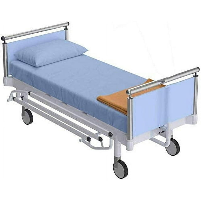 3-Piece Hospital Bed Sheet Set, 100% Cotton, 400 Thread Count, 12-Inch Deep Pocket Fitted Sheet, Soft & Durable, Light Blue Solid, Twin Size 39X75