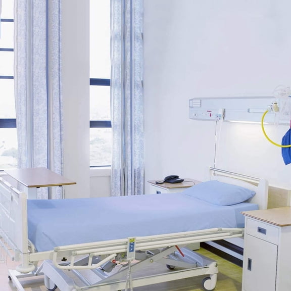 3 Piece Hospital Bed Sheet Set, Premium Cotton 400 Thread-Count, Rich Soft Silky Sateen Weave, Fitted Flat Pillowcase Set, for Massage Table, Hotel (Standard Size 36x80x8 Inches, Light Blue)