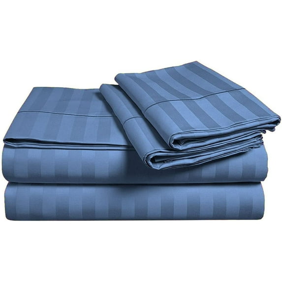 3 Piece Hospital Bed Sheet Set Sheets for Hospital Bed Cotton - Hospital Bed Sheets Fitted Sets - Egyptian Cotton 400 TC - Hospital Bed Sheets (Medium Blue Stripe, 36" x 84"x 6")