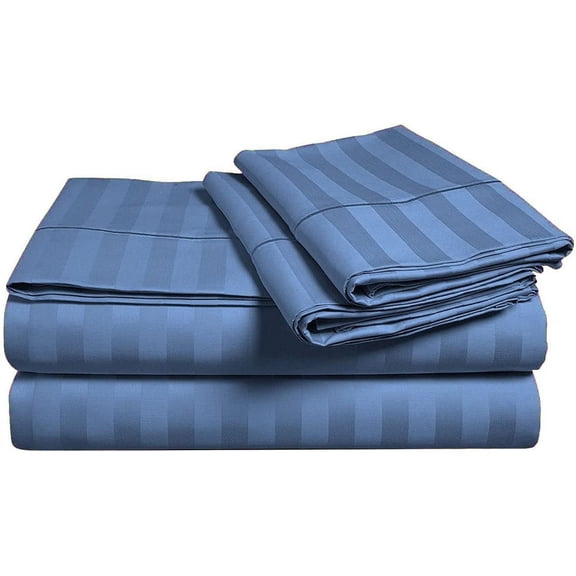 3 Piece Hospital Bed Sheet Set Standard Sheets for Hospital Bed Cotton -Hospital Bed Sheets Fitted Sets - Egyptian Cotton 400 TC -Hospital Bed Sheets (Medium Blue Stripe, Standard 36" x 80"x 4")