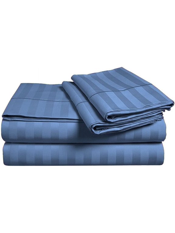 3 Piece Hospital Bed Sheet Set Standard Sheets for Hospital Bed Cotton -Hospital Bed Sheets Fitted Sets - Egyptian Cotton 400 TC -Hospital Bed Sheets (Medium Blue Stripe, Standard 36" x 80"x 4")