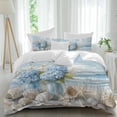 thumbnail image 1 of 3 Piece Hydrangeas Flowers Duvet Cover Set California King,Microfiber Comforter/Quilt Cover with Corner Ties and 2 Pillowcases,Coastal Seaside Starfish Summer All Season Bedding with Zipper Closure, 1 of 8