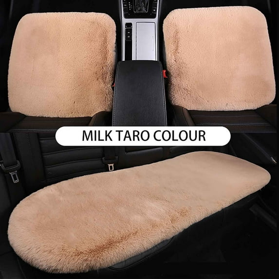 3-Piece Imitation Fur Car Seat Cover Set Non-Slip Bottom Warmth Comfort Driving - Breathable Material Easy Installation(G)