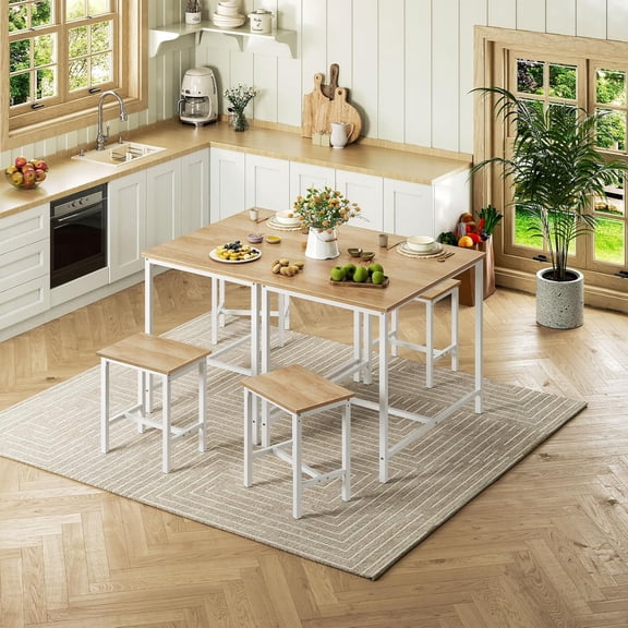 3-Piece Industrial Dining Table Set with Stools for Kitchen Small Space