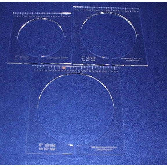 3 Piece Inside Circle Set W/rulers 1/4" Thick - Long Arm- For 1/2" Foot