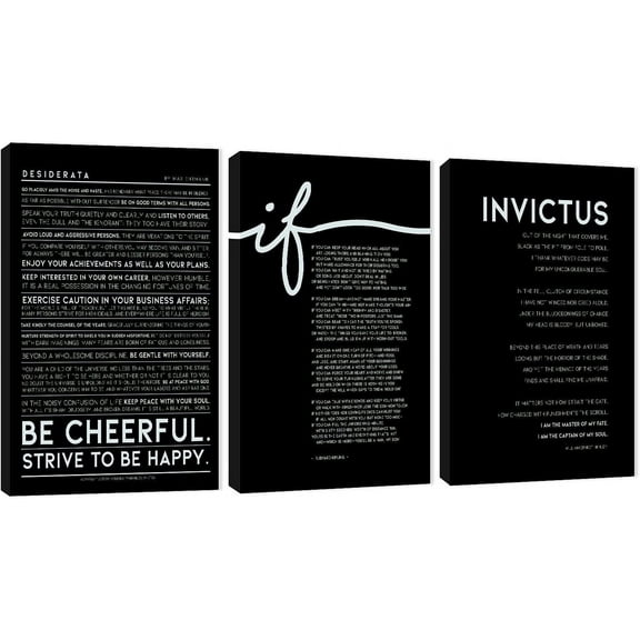 3 Piece Inspirational Wall Art Black Background Sayings Picture Quotes Motivational Canvas Prints for Office Decor Triptych Entrepreneur Painting Framed Artwork for Home Wall Decor (36"Wx18"H)