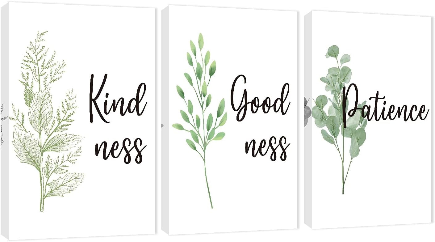 36" x 24" White Botanical Motivational Canvas Print Set