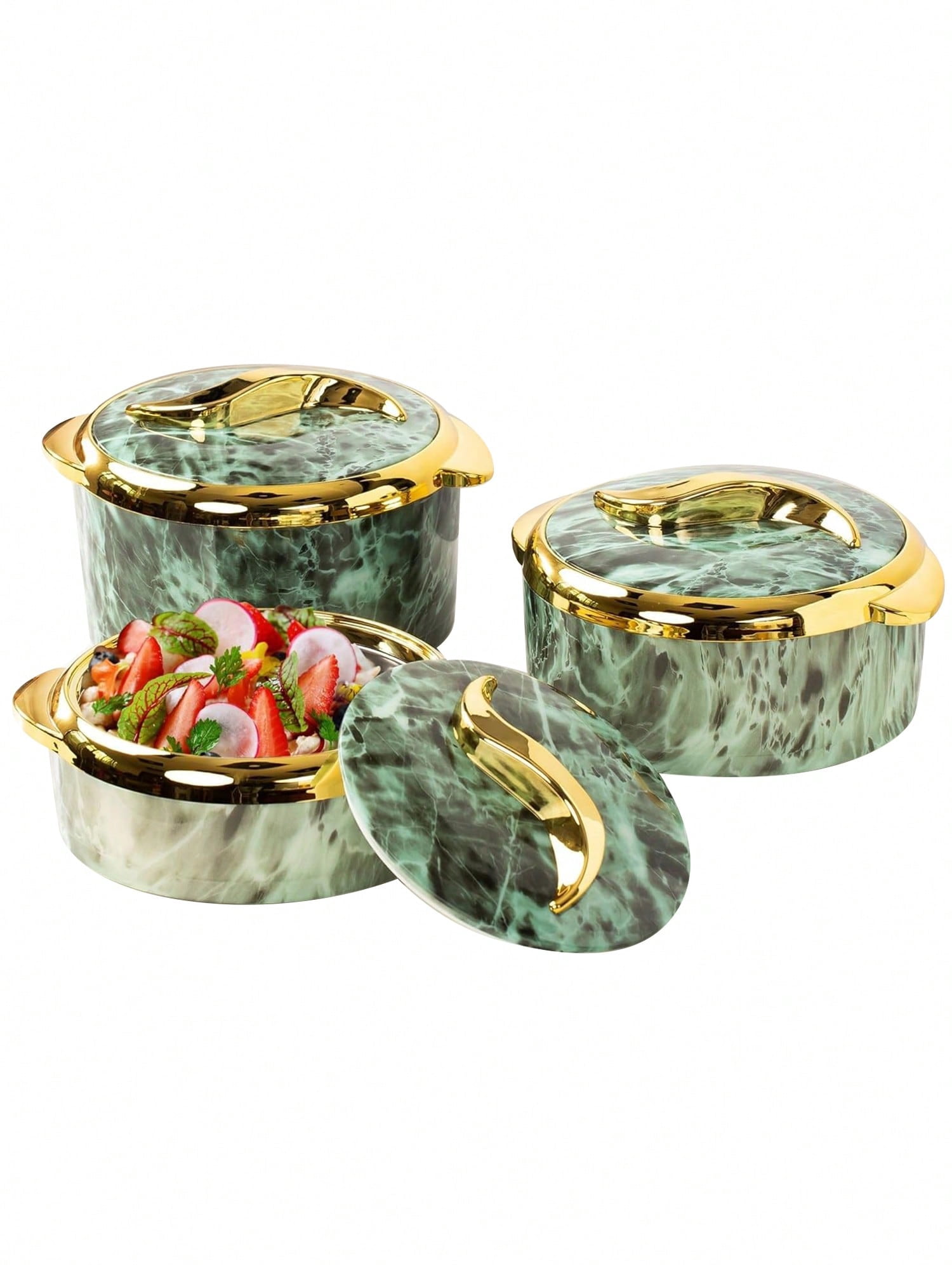 3-Piece Insulated Stainless Steel Thermal Casserole Dish Set with Lids