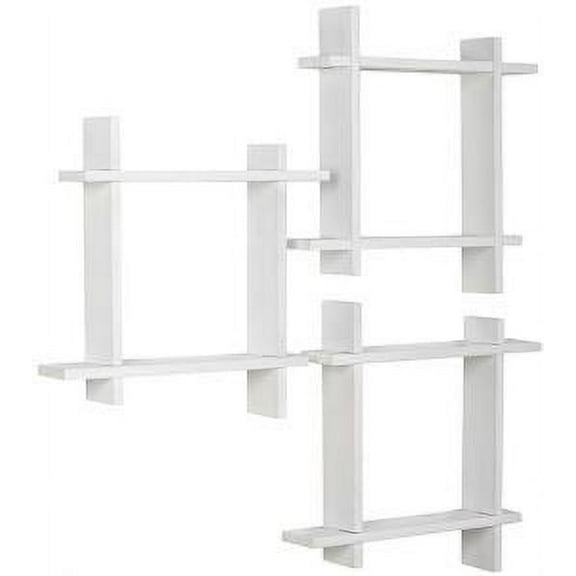 3 Piece Interlocking Floating Wall Shelf Ledge Set, White