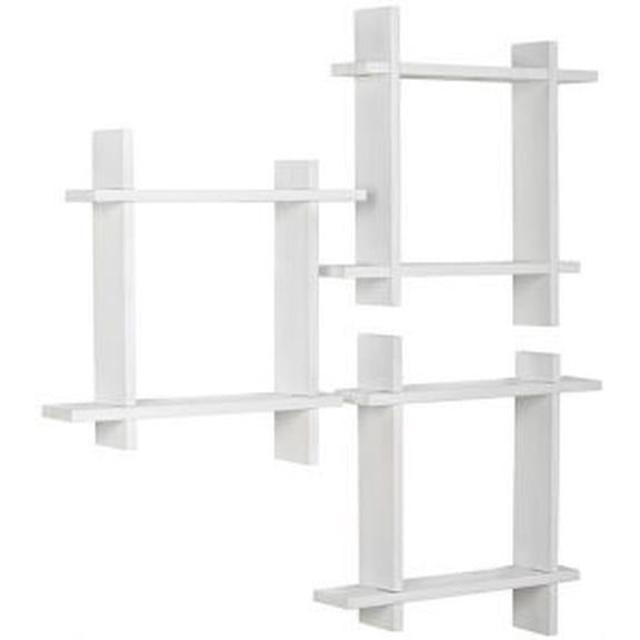3 Piece Interlocking Floating Wall Shelf Ledge Set, White