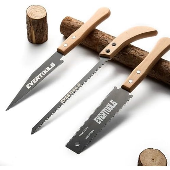 3-Piece Japanese Pull Saw Set - 6" Double Edge & Flush Cut & 11" Pruning Saw | Razor Sharp SK5 Steel | for Woodworking, Carpentry, Garden Trimming$$Tools & Hardware Other