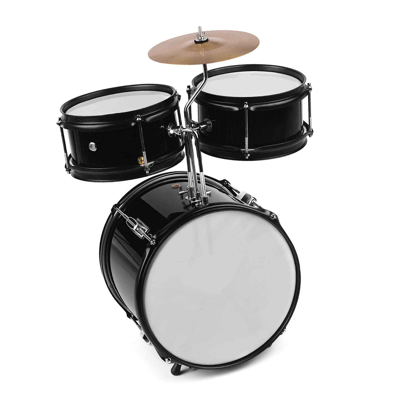 3-Piece Junior Drum Set for Kids and Beginners - Percussion Musical Instrument Kit with Cymbal, Drumsticks, and Adjustable Stool