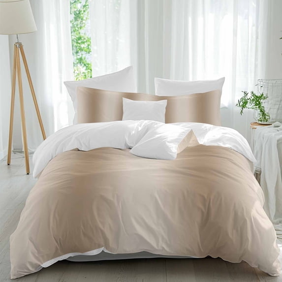 3 Piece Khaki Ombre Duvet Cover Set California King,Microfiber Comforter/Quilt Cover with Corner Ties and 2 Pillowcases,Modern Abstract Art Farmhouse Gradient All Season Bedding with Zipper Closure