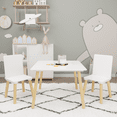 thumbnail image 1 of 3 Piece Kiddy Table& hair Set , Kids Wood Table with 2 Chairs Set Drawing, Reading and Eating, Activity Play Table with Chairs for Home, Nursery, Kindergarten, White, 1 of 7