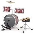 thumbnail image 1 of 3 Piece Kids Drum Set, Junior Drum Set for Beginners with Bass Tom Snare Drum, 14.76 Inch Drum Kit with Snare, Cymbal, Drumsticks, Adjustable Seat (Red), 1 of 8