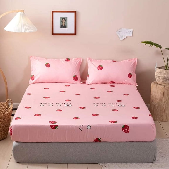 3 Piece Kids Fitted Sheet Bed Sheet Set Twin Size for Girls Boys Bedroom