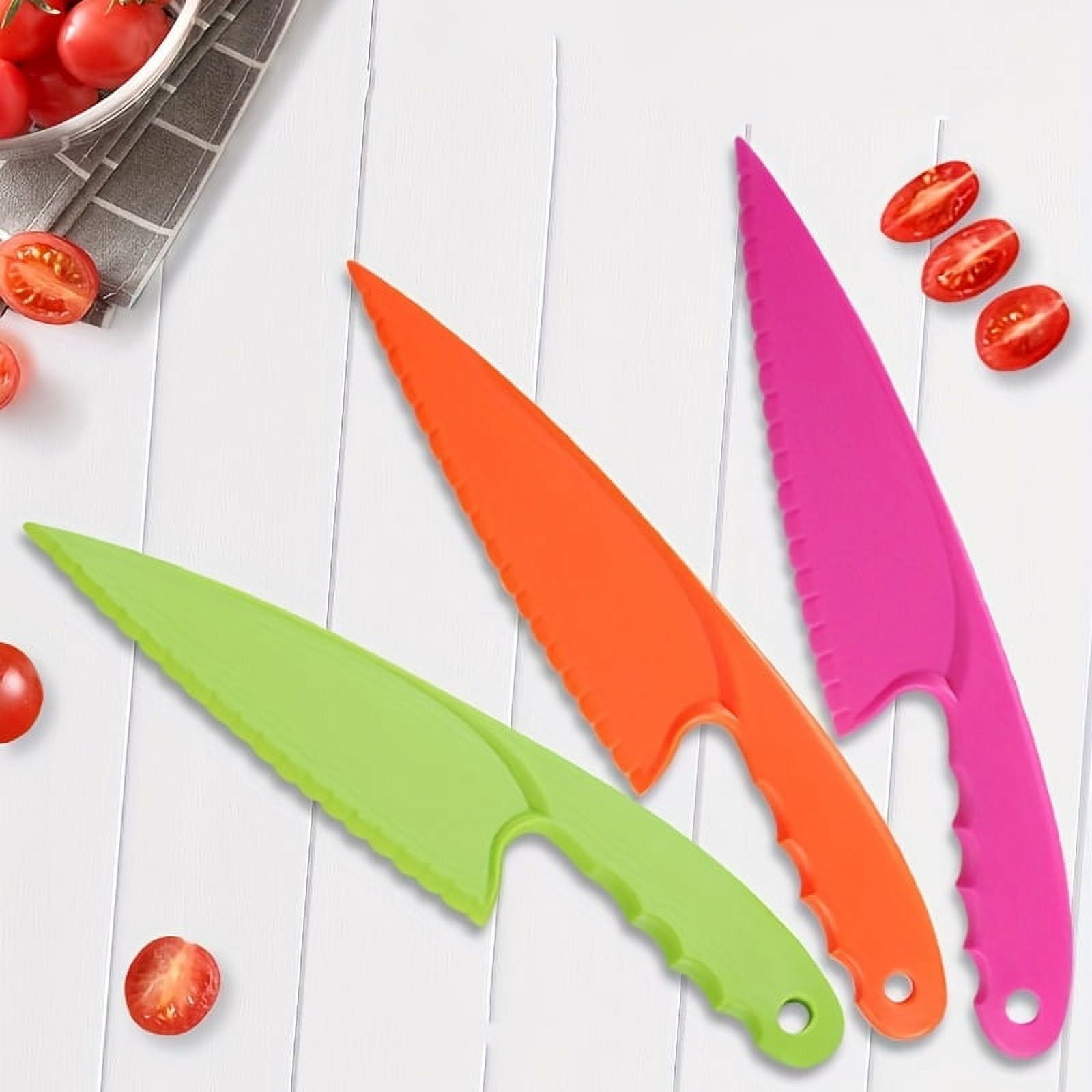 3Piece Kids Kitchen Knives Set for restaurant Plastic Serrated Edges