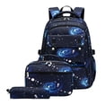thumbnail image 1 of 3 Piece Kids School Backpack Set for Boys, Space Galaxy Print Bookbag with Lunch Bag & Pencil Case, Large Capacity Water Resistant Ergonomic Elementary Student Rucksack, 1 of 5