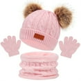 thumbnail image 1 of 3 Piece Kids Winter Hat Scarf Gloves Set, Hat Warm Beanie Hat Boys Gloves Round Scarf Set for Kids 1-5 Years Old,Pink, 1 of 10
