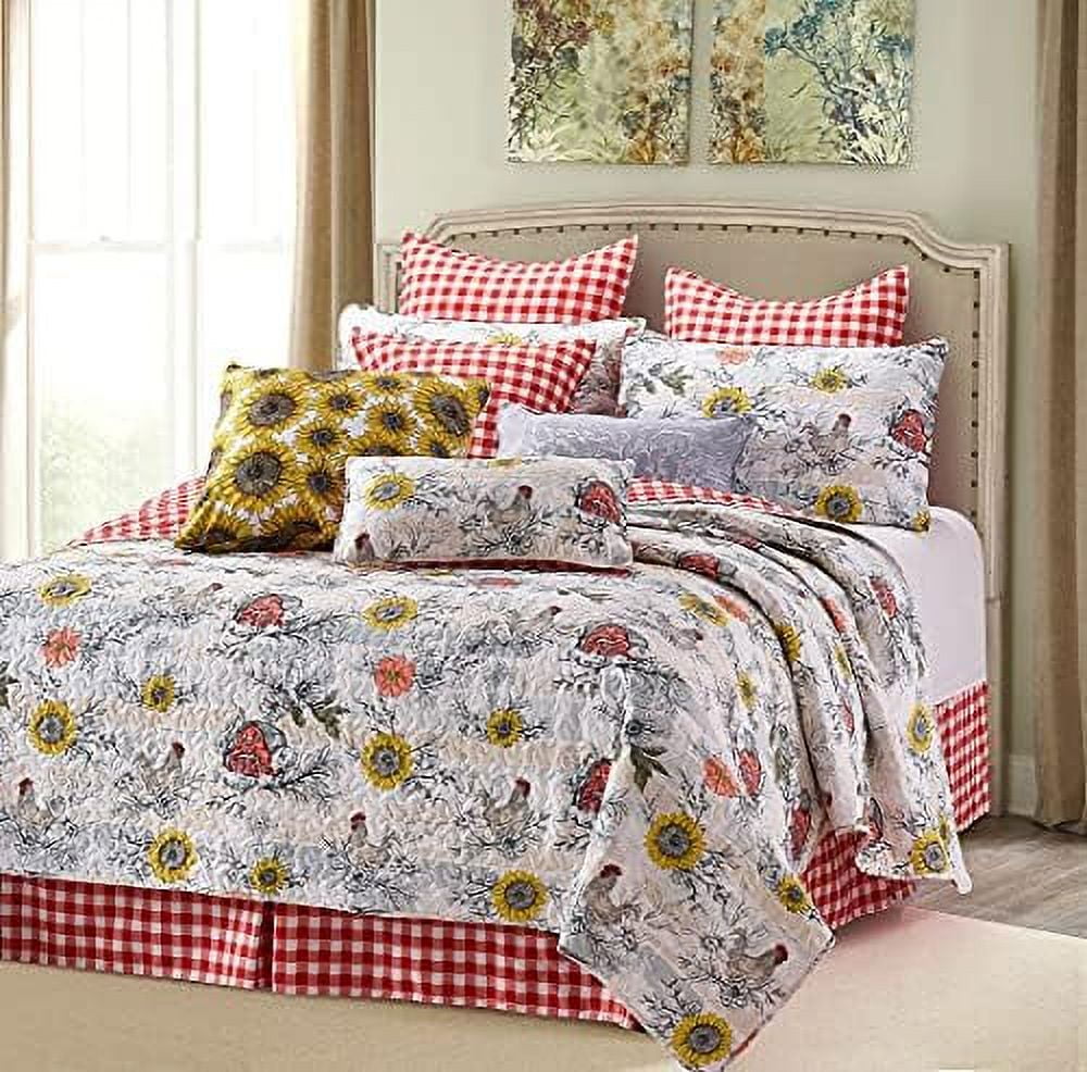 3 Piece King Cabin Quilt Bedding Set Home Sweet Farm Rustic Country