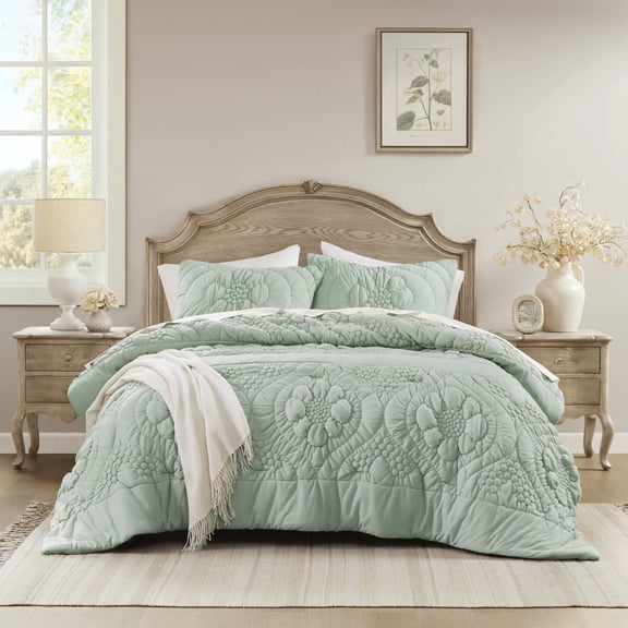 3-Piece King Comforter Set,Sage