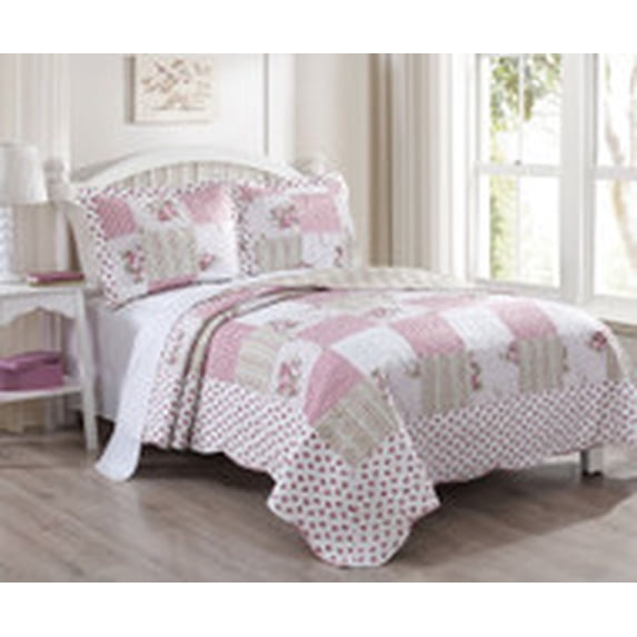 3 Piece King Tabitha Rose Quilt Set