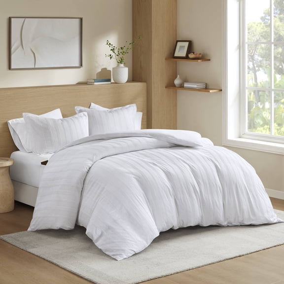 3-Piece King Woven Striped Duvet Set