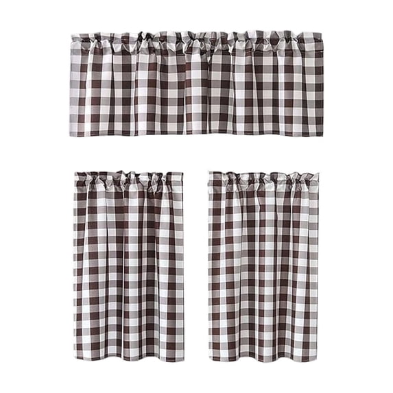 3 Piece Kitchen Curtain Set, Heat Insulating Window Drape, Filtering Light Curtain, Dustproof Window Treatment for Kitchen Sink Basement Home Window Decoration