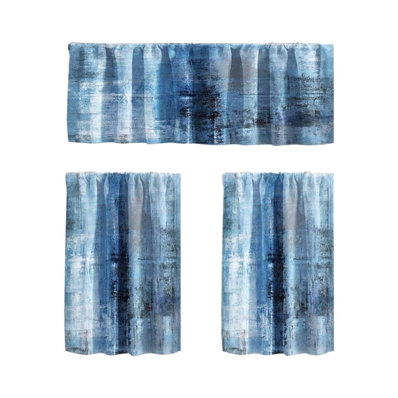 3 Piece Kitchen Curtains Set for Small Windows, Light Filtering and Heat Insulating Nylon Curtains, Semi-Sheer Window Treatment for Basement, Living Room, and Dining Area