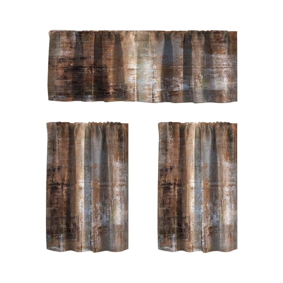 3 Piece Kitchen Curtains Set for Small Windows, Light Filtering and Heat Insulating Nylon Curtains, Semi-Sheer Window Treatment for Basement, Living Room, and Dining Area