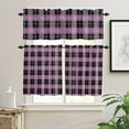thumbnail image 1 of 3 Piece Kitchen Curtains Tiers and Valances Set, Black Aqua Blue Lattice Gingham Checkered Rod Pocket Short Window Treatment Tiers Curtains Panel and Valance for Cafe Bathroom, 1 of 5