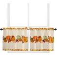 thumbnail image 1 of 3 Piece Kitchen Curtains Tiers and Valances Set, Flower Leaves Spring Watercolor Floral Vintage Botanical Short Rod Pocket Window Curtain for Bedroom, Bathroom, 1 of 5