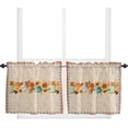 thumbnail image 1 of 3 Piece Kitchen Curtains Tiers and Valances Set, Flower Leaves Spring Watercolor Floral Vintage Botanical Short Rod Pocket Window Curtain for Bedroom, Bathroom, 1 of 5