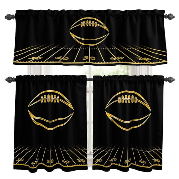 3 Piece Kitchen Curtains and Valances Set American Rugby Cafe Curtains ...