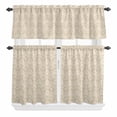 thumbnail image 1 of 3 Piece Kitchen Curtains and Valances Set Beige Baroque Cafe Curtains 36 Inch Length Retro Farmhouse Abstract Scroll Floral Valance & Tier Curtain for Living Room Bedroom Window 54"x18"+27"x36"*2, 1 of 6