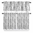 thumbnail image 1 of 3 Piece Kitchen Curtains and Valances Set Black Grey Botanical Cafe Curtains 24 Inch Length Spring Floral Summer Farmhouse Valance & Tier Curtain for Living Room Bedroom Window 54"x18"+27"x24"*2, 1 of 6