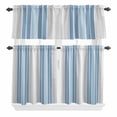 thumbnail image 1 of 3 Piece Kitchen Curtains and Valances Set Blue Gray Stripes Cafe Curtains 24 Inch Length Contemporary Minimalist Abstract Lines Valance & Tier Curtain for Living Room Bedroom Window 54"x18"+27"x24"*2, 1 of 6