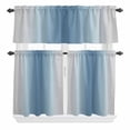 thumbnail image 1 of 3 Piece Kitchen Curtains and Valances Set Blue Grey Ombre Cafe Curtains 36 Inch Length Farmhouse Gradient Minimalist Valance & Tier Curtain for Living Room Bedroom Small Window 54"x18"+27"x36"*2, 1 of 6
