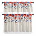 thumbnail image 1 of 3 Piece Kitchen Curtains and Valances Set Blue Red Flowers Cafe Curtains 36 Inch Length Elegant Spring Floral Butterfly Rustic Valance & Tier Curtain for Living Room Bedroom Window 54"x18"+27"x36"*2, 1 of 6