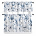 thumbnail image 1 of 3 Piece Kitchen Curtains and Valances Set Blue Spring Floral Cafe Curtains 36 Inch Length Farmhouse Summer Botanical Valance & Tier Curtain for Living Room Bedroom Small Window 54"x18"+27"x36"*2, 1 of 6
