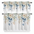 thumbnail image 1 of 3 Piece Kitchen Curtains and Valances Set Blue Spring Floral Cafe Curtains 36 Inch Length Weeping Botanical Orange Summer Valance & Tier Curtain for Living Room Bedroom Small Window 54"x18"+27"x36"*2, 1 of 6