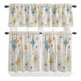 thumbnail image 1 of 3 Piece Kitchen Curtains and Valances Set Blue Yellow Diamond Cafe Curtains 24 Inch Length Modern Geometric Middle Century Beige Valance & Tier Curtain for Living Room Bedroom 54"x18"+27"x24"*2, 1 of 6