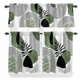 thumbnail image 1 of 3 Piece Kitchen Curtains and Valances Set Boho Geometric Cafe Curtains 36 Inch Length Green Ethnic Abstract Stripes Motifs Valance & Tier Curtain for Living Room Bedroom Window 54"x18"+27"x36"*2, 1 of 6